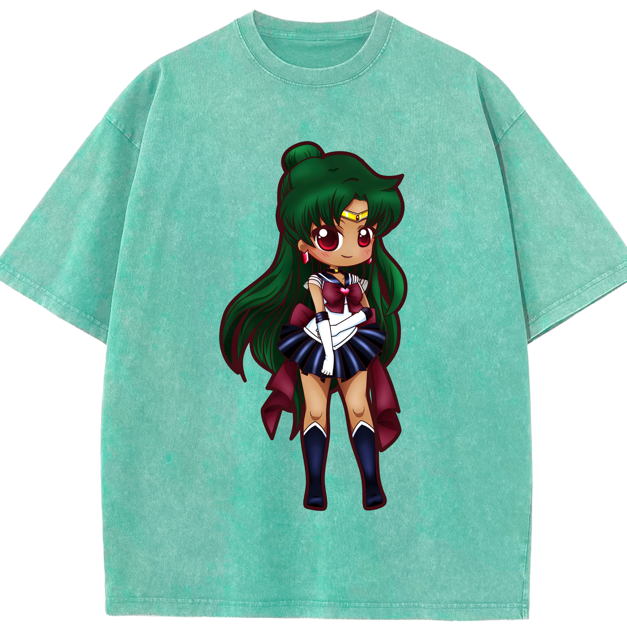 （画像用） 美少女戦士セーラームーン 冥王せつな Sailor Moon Meiou Setsuna 綿100% ヴィンテージ風 半袖Tシャツ（フロントプリント）